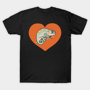 Orange Colorful Chameleon Heart for Chameleon Lovers T-Shirt